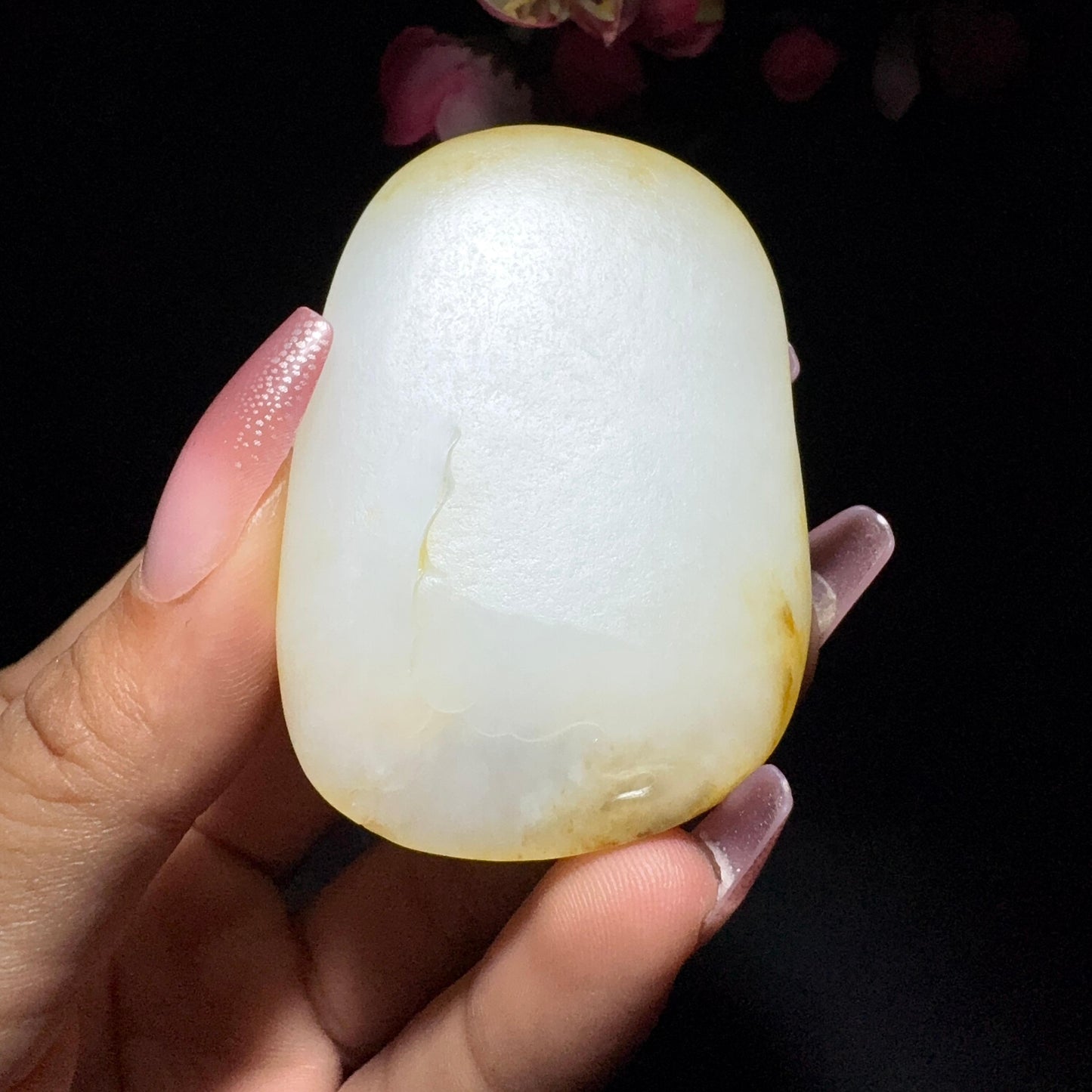 和田玉籽料挂件喜事连连(50.5g)
