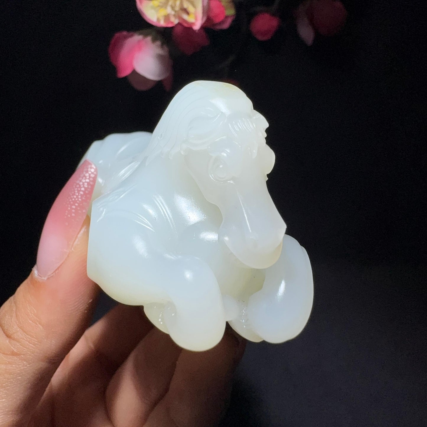 和田玉籽料手把件马到功成(114.4g)