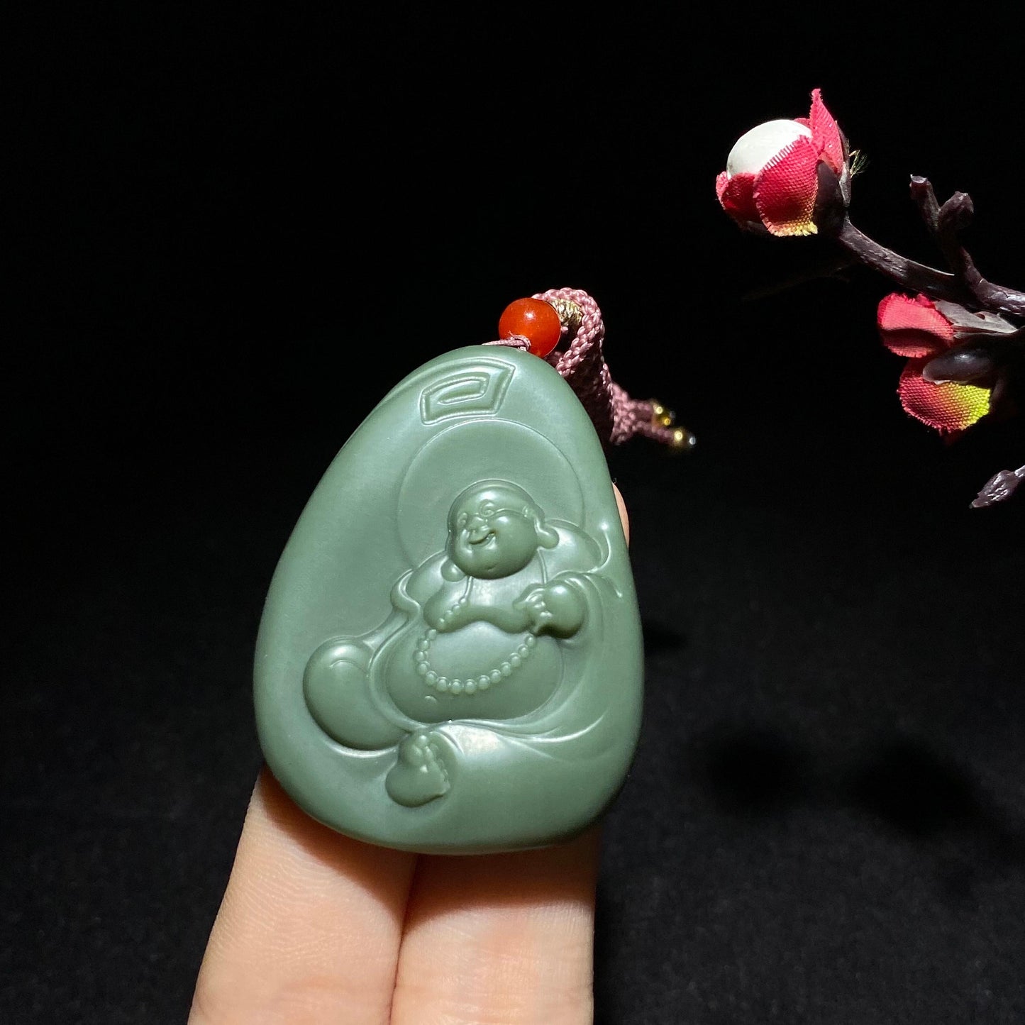 和田山料沙枣青无佛公挂件(25.5g)