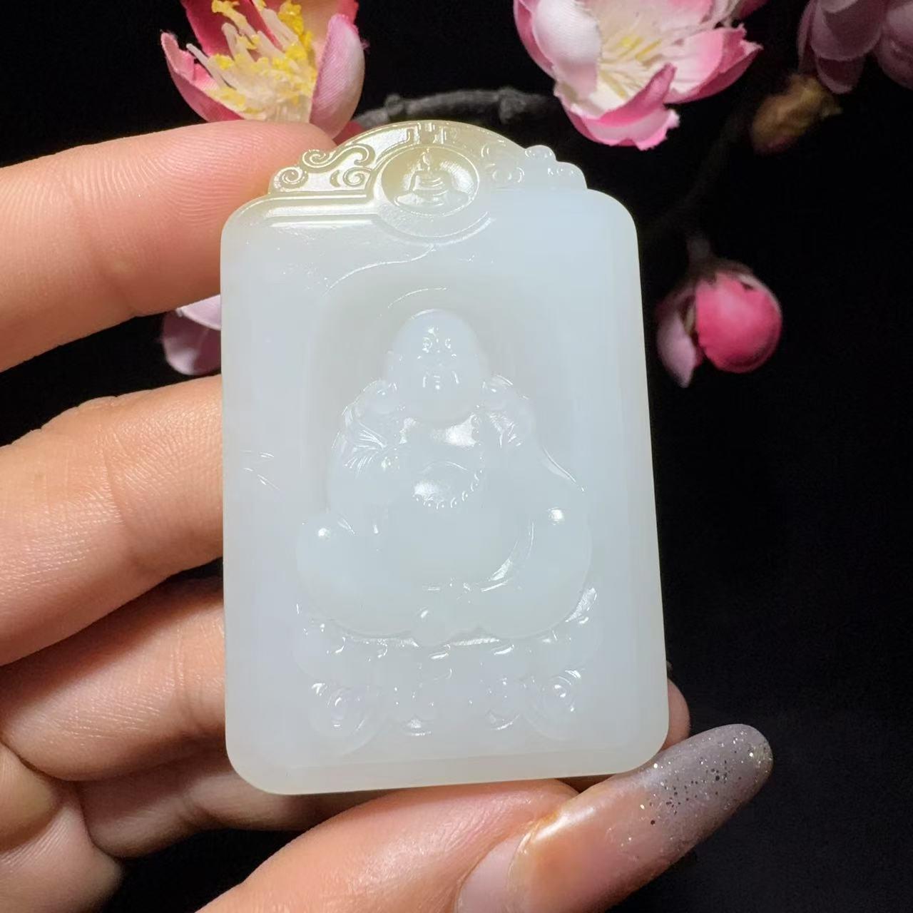 和田玉糖白观音佛牌子(38.6g)