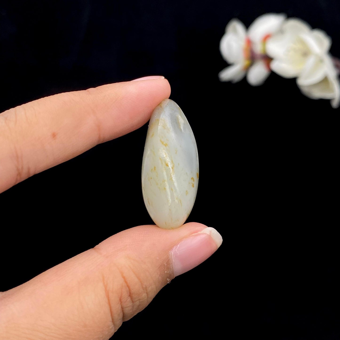 和田玉洒金皮青花籽料原石(12.5g)