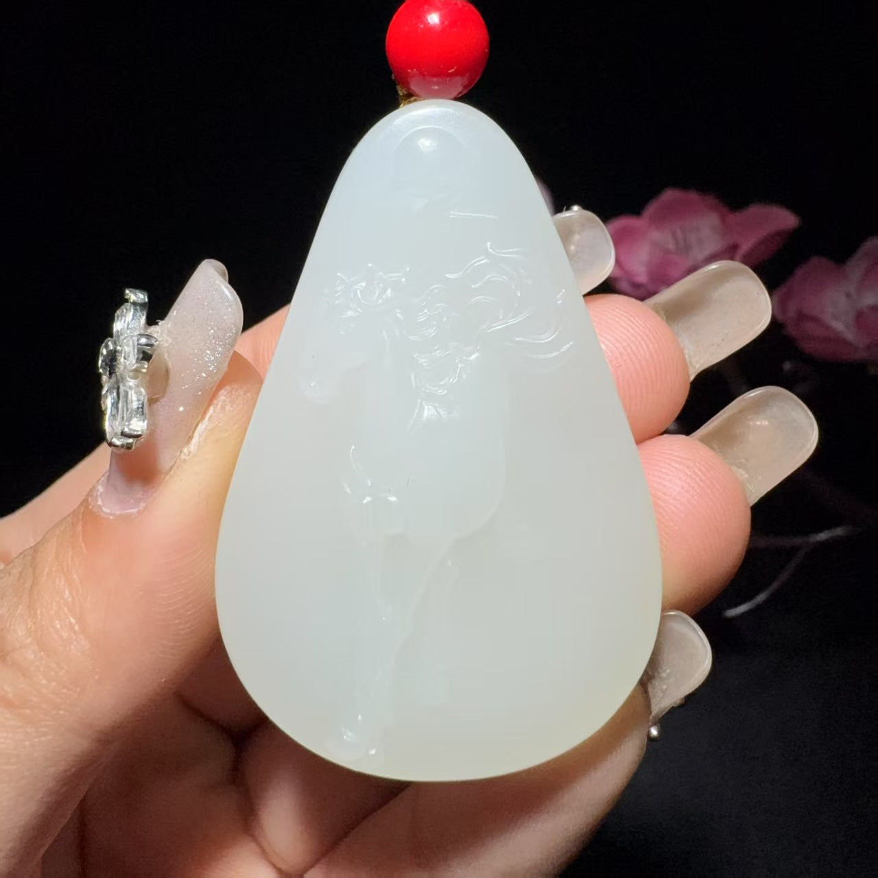 和田玉白玉马牌