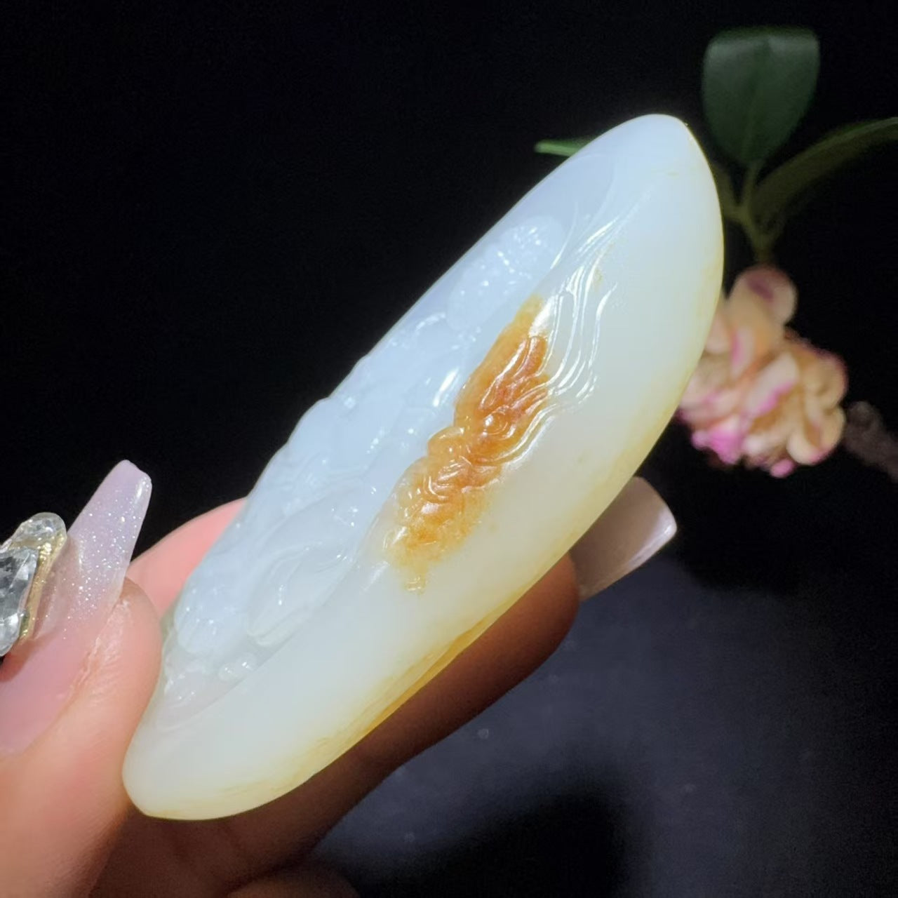和田玉籽料挂件御龙观音