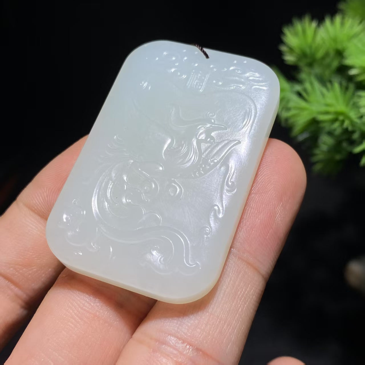 和田玉羊脂白玉凤牌