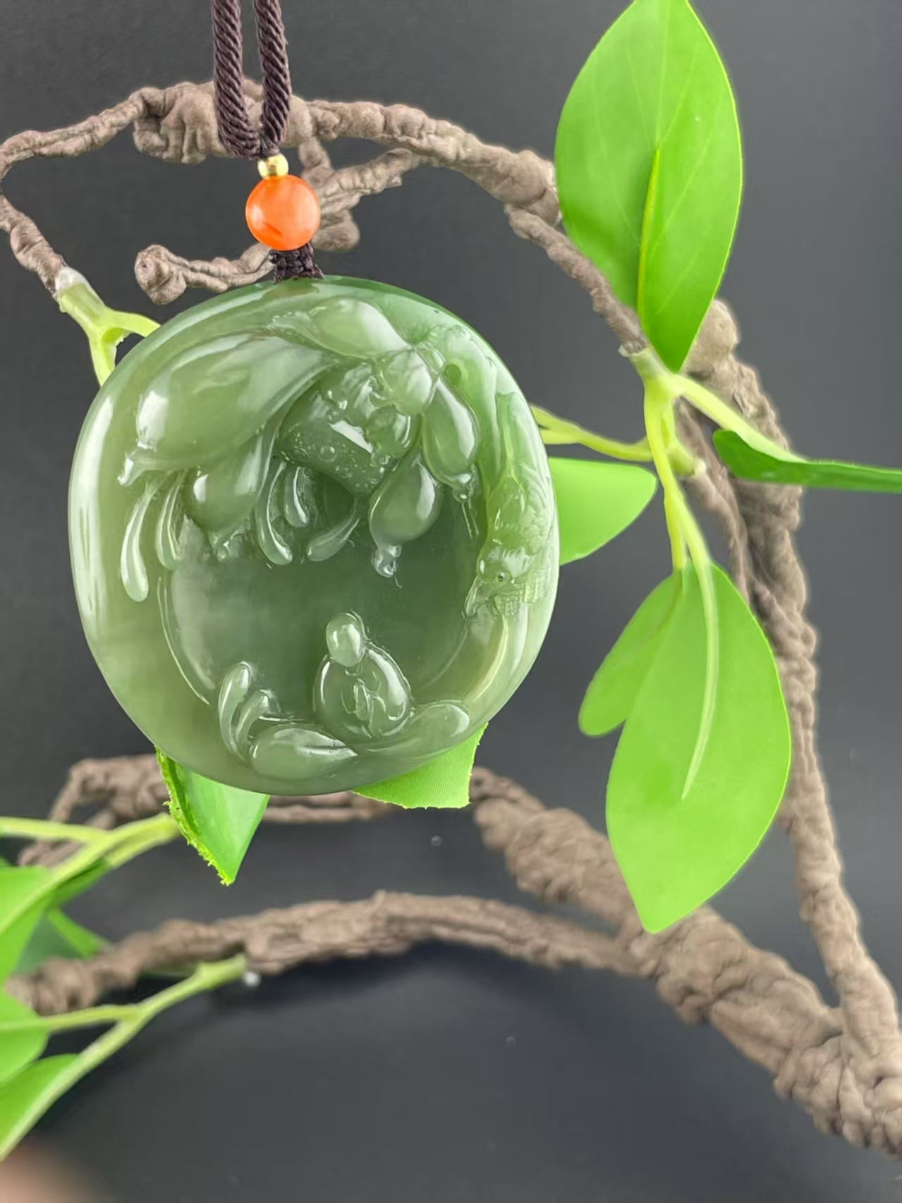 和田玉碧玉悟道挂件