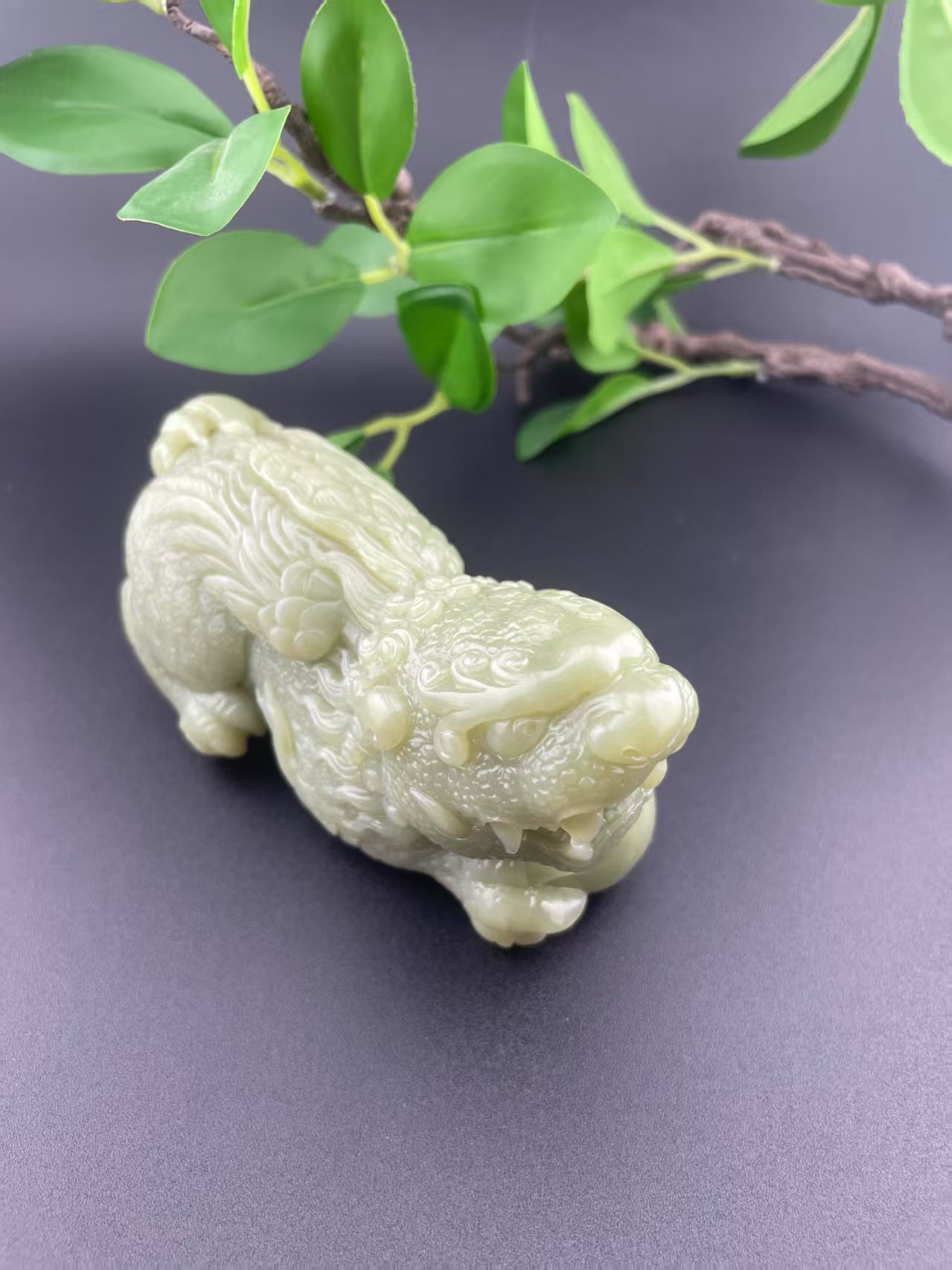 和田玉黄口貔貅手把件