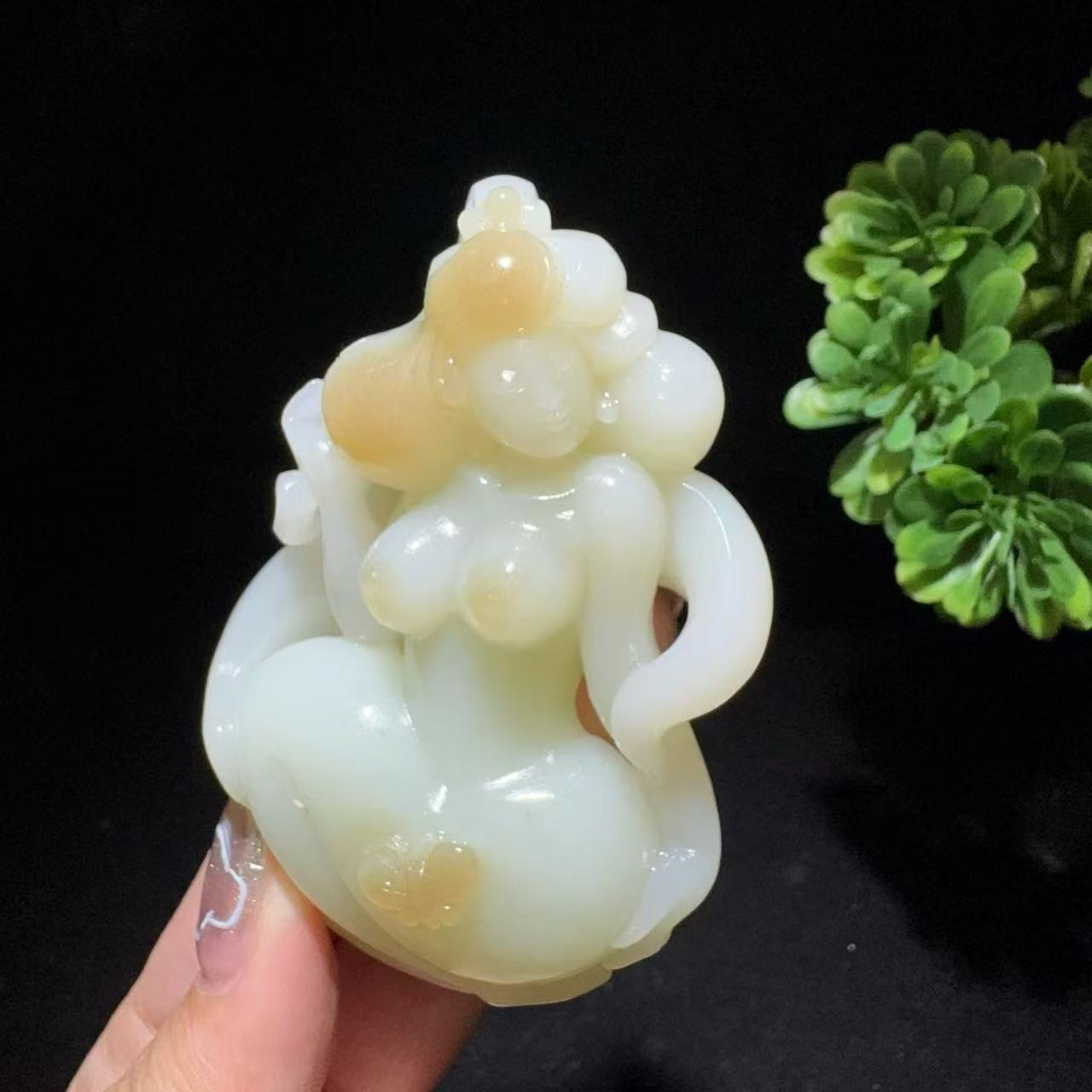 和田玉糖白玉手把件