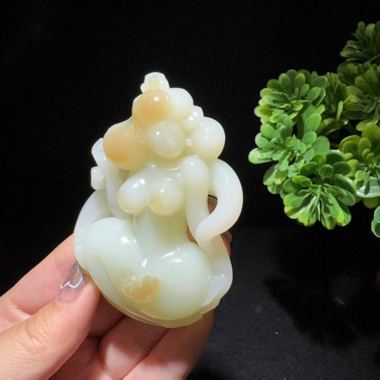 和田玉糖白玉手把件