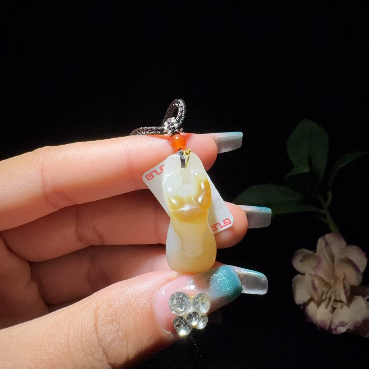 和田玉糖白挂件鹿