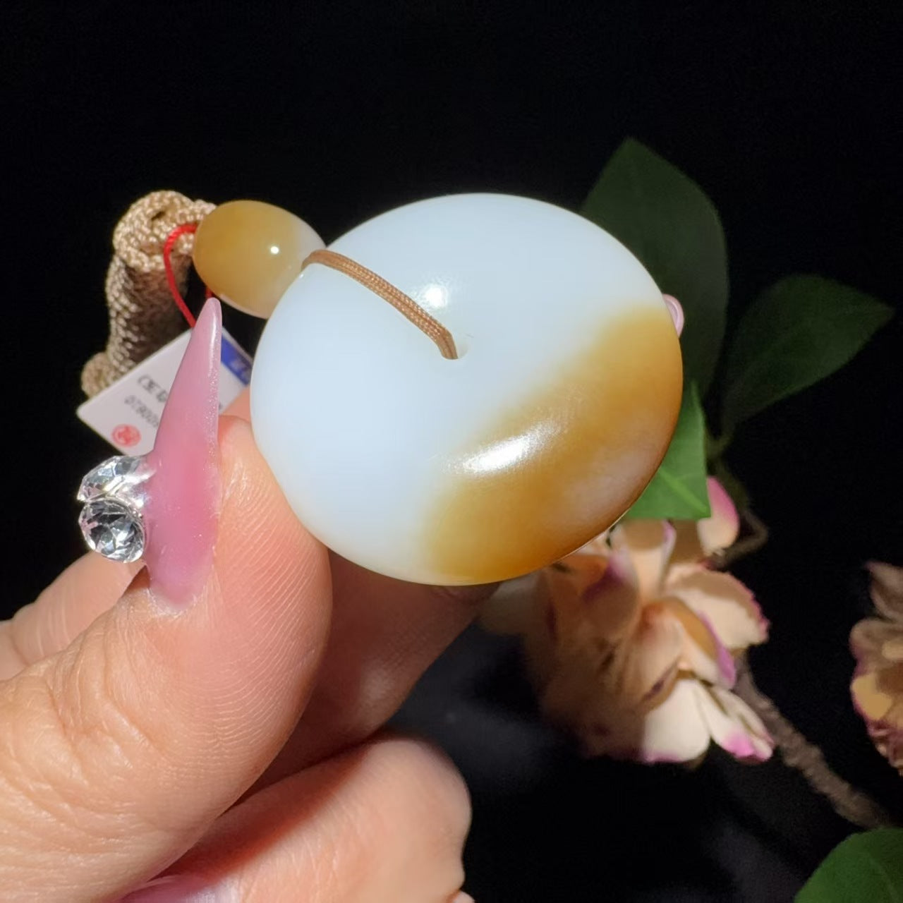 和田玉糖白平安扣