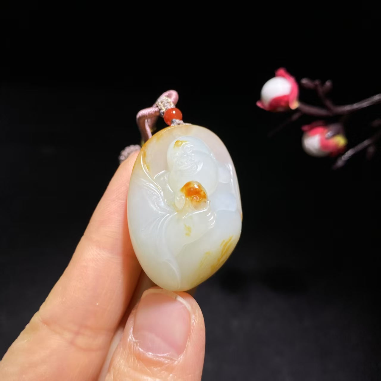 和田籽料洒红皮佛公
