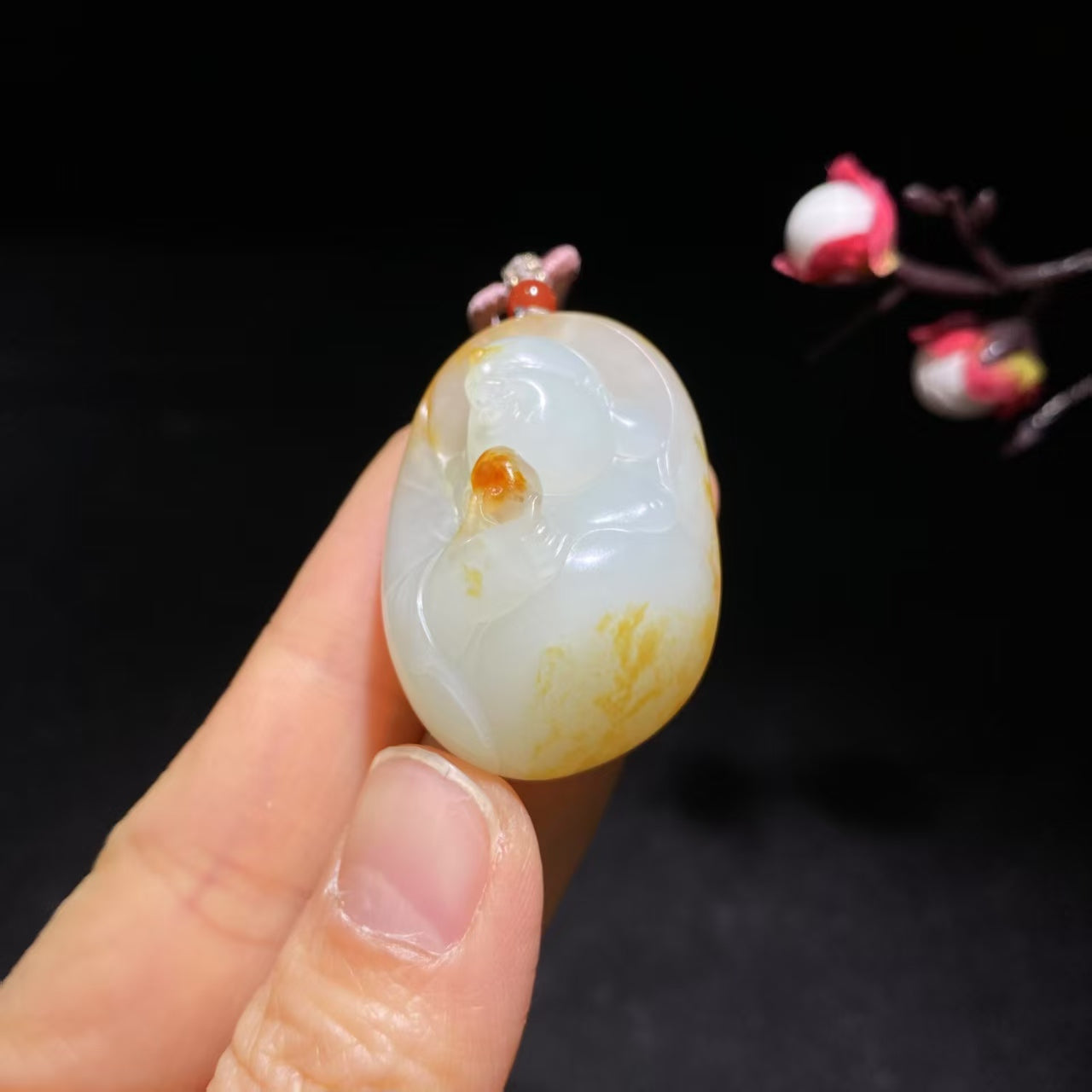 和田籽料洒红皮佛公