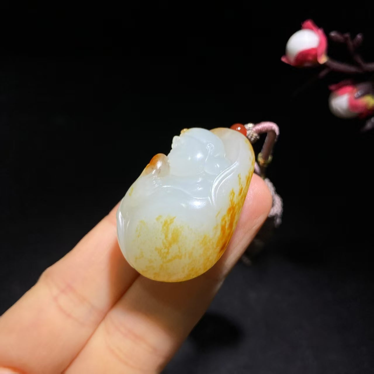 和田籽料洒红皮佛公