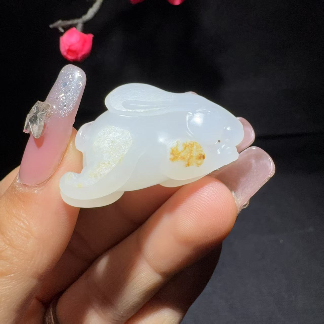 和田玉籽料兔子挂件