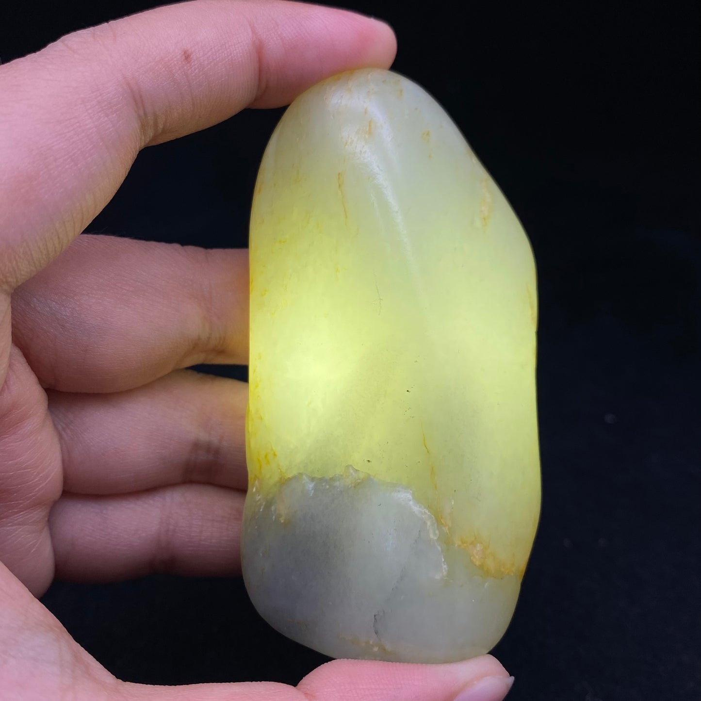 和田玉-洒金皮青花籽料手把件