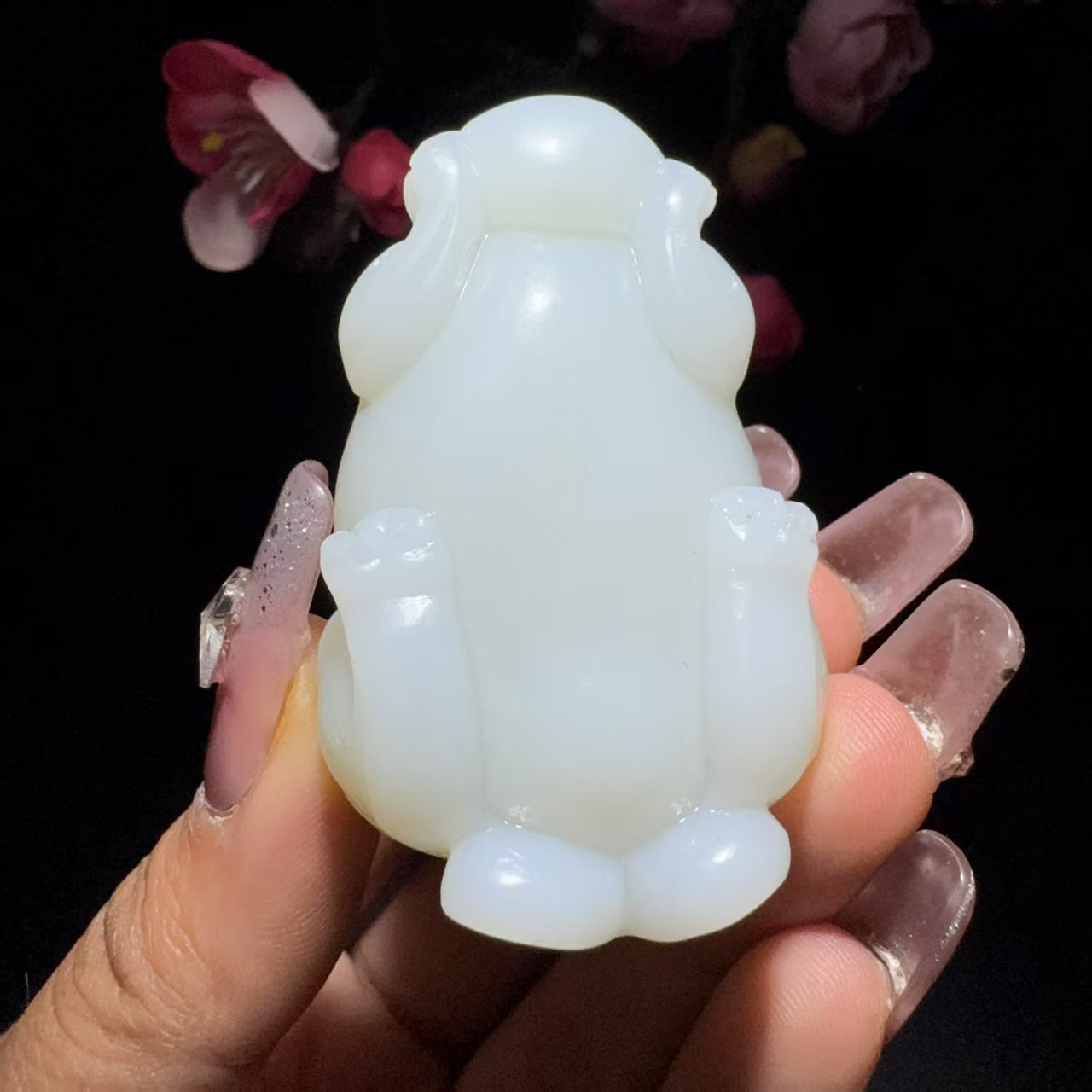 和田玉白玉手把件貔貅
