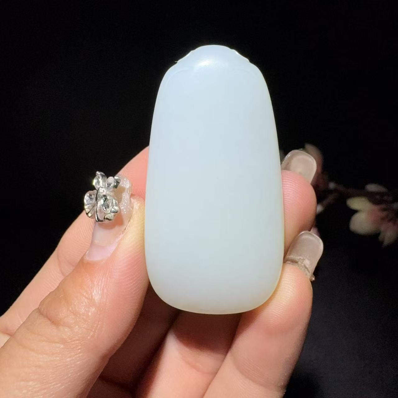 和田玉糖白平安牌