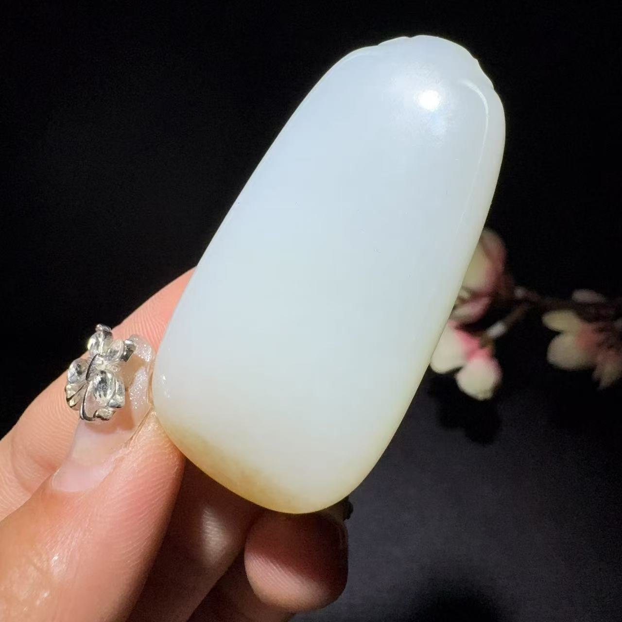 和田玉糖白平安牌