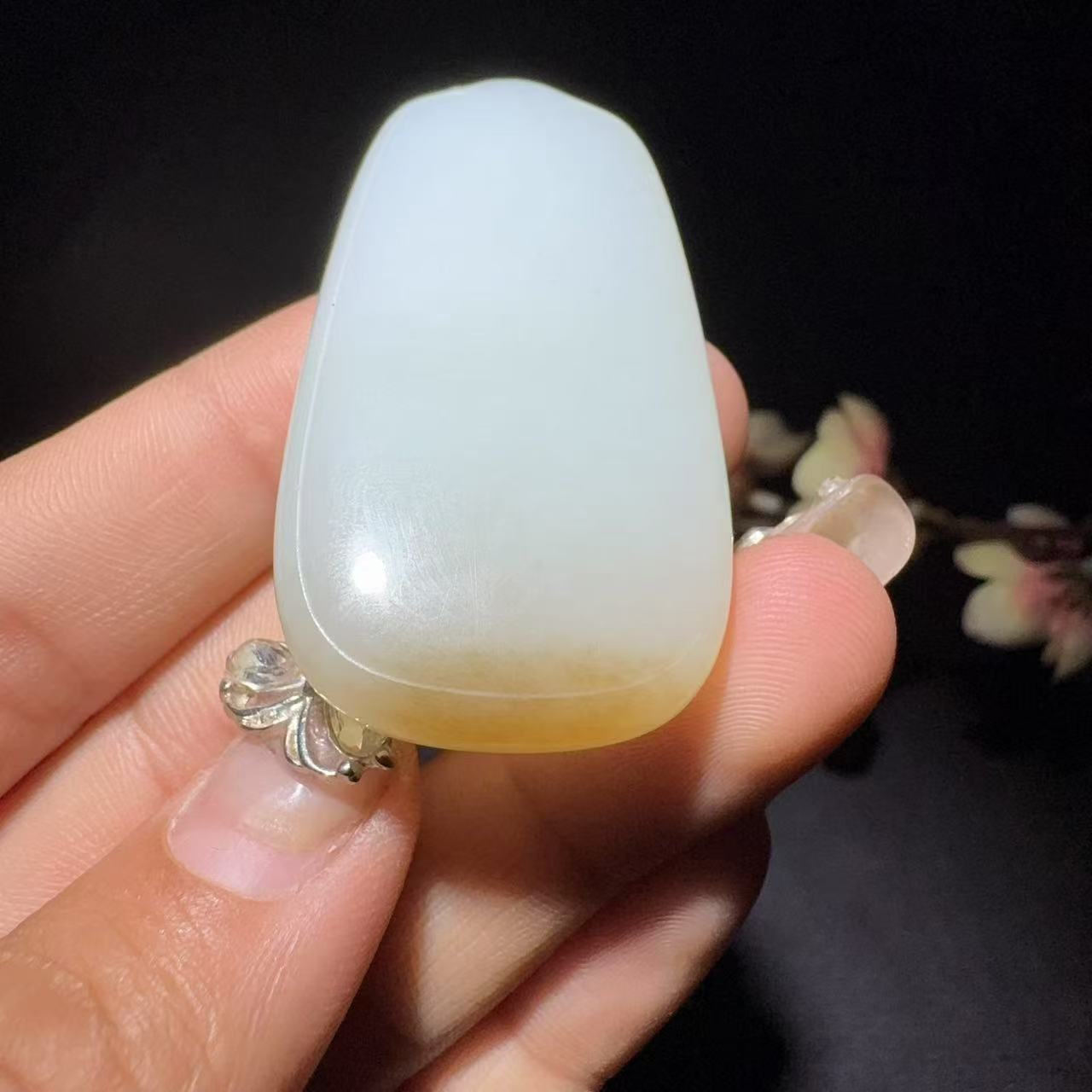 和田玉糖白平安牌