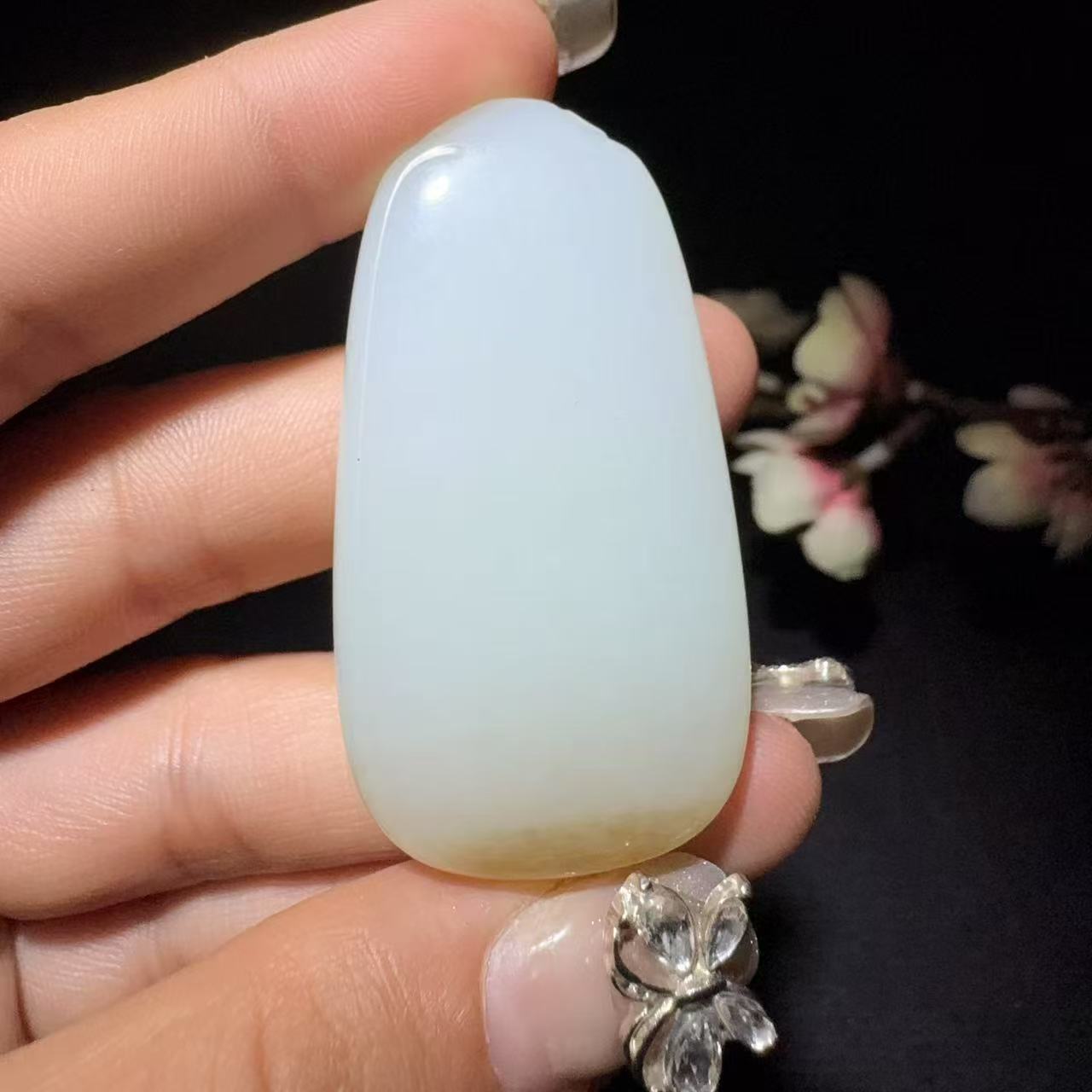 和田玉糖白平安牌