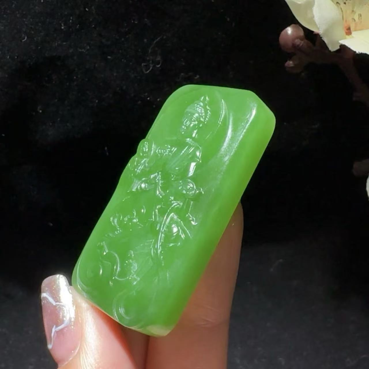 和田玉碧玉西方三圣挂件