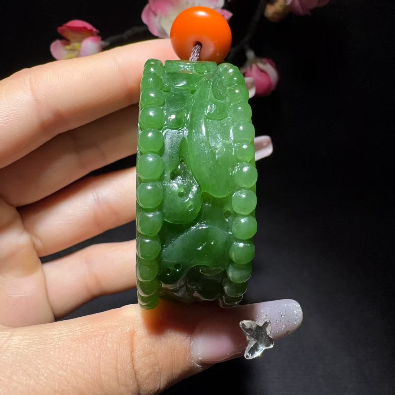 和田玉碧玉车挂手把件