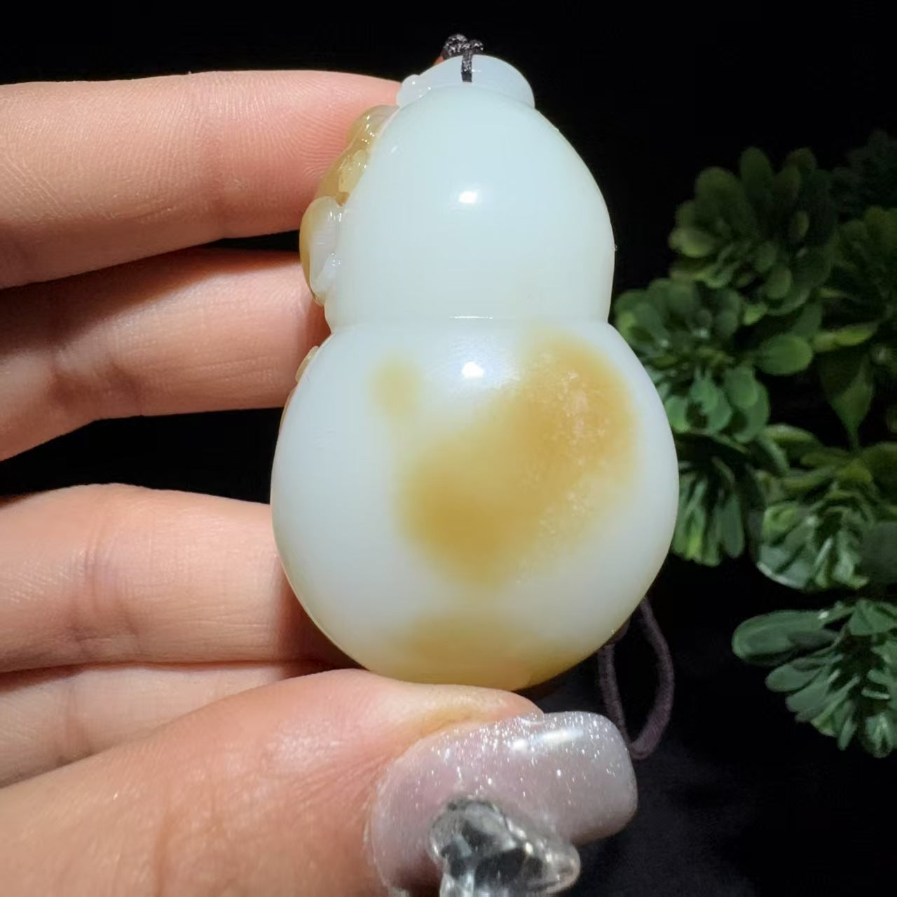 和田玉糖白小手把件葫芦