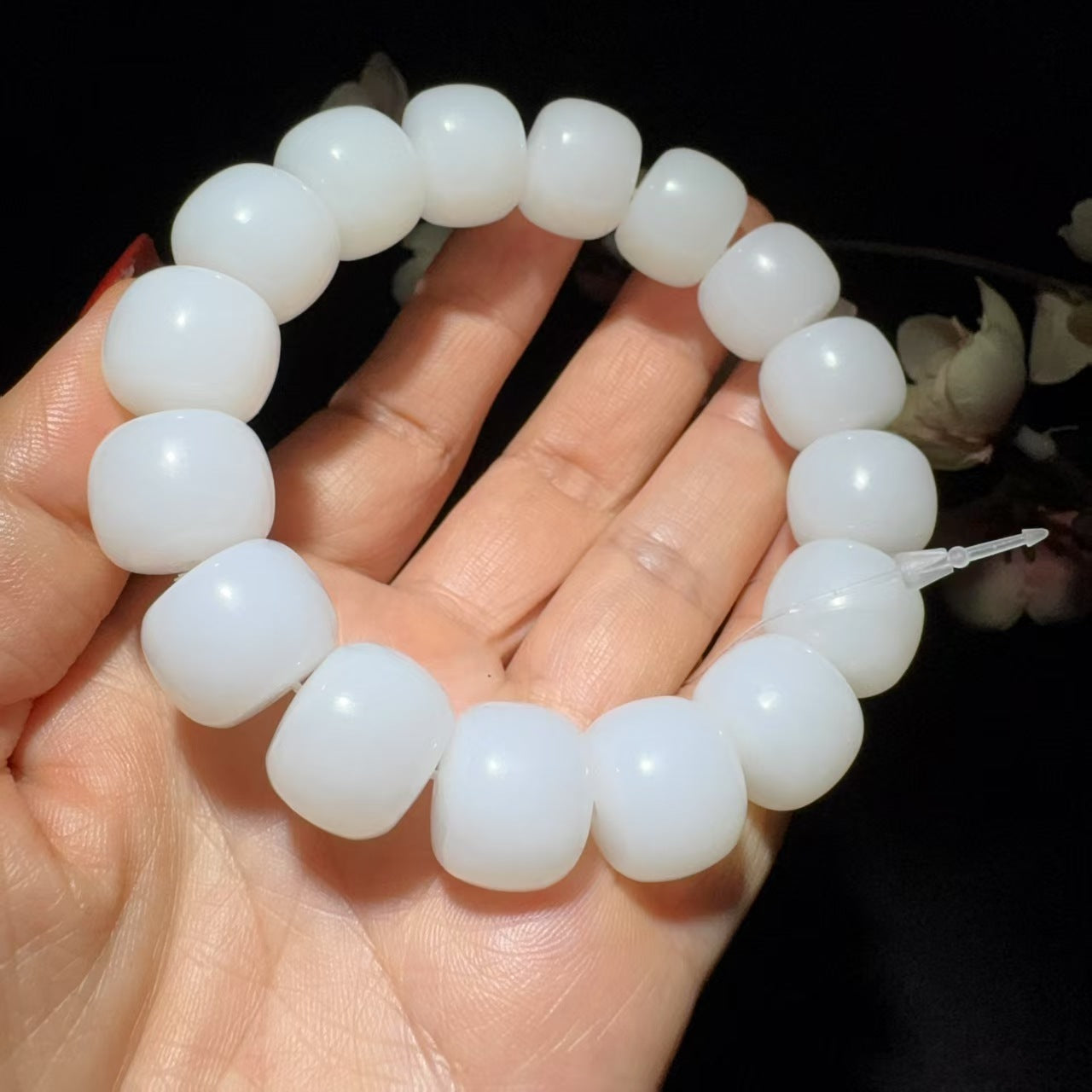 和田玉白玉老型珠手串