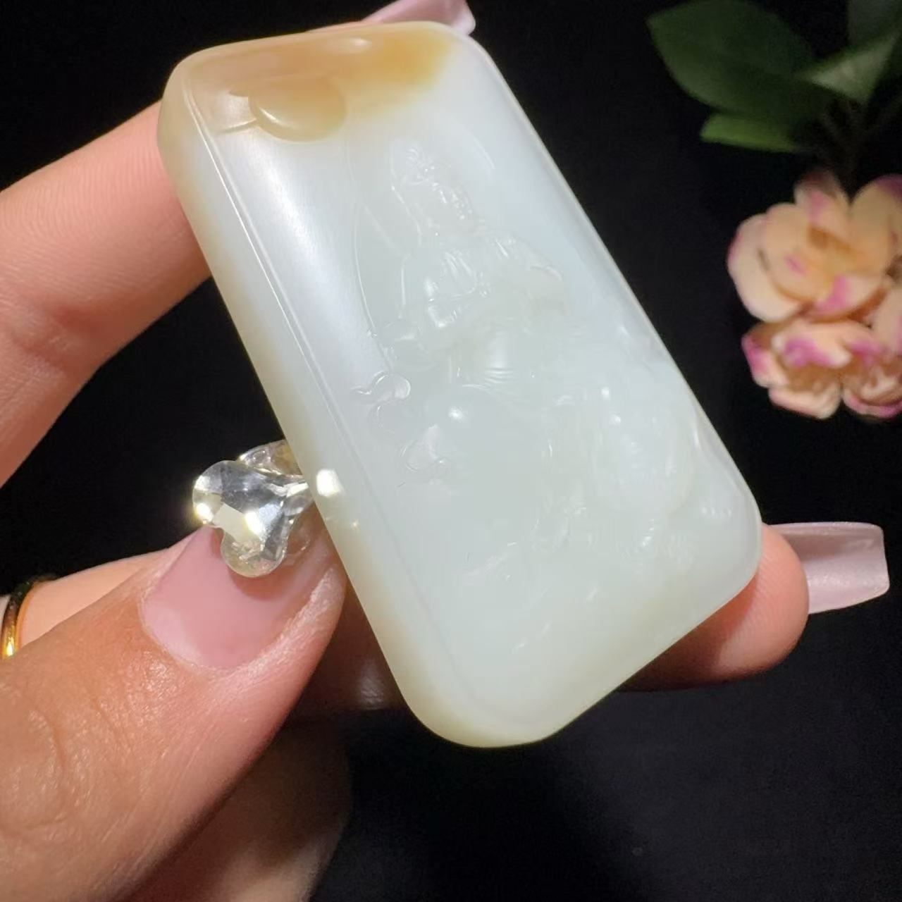 和田玉糖白玉普贤菩萨