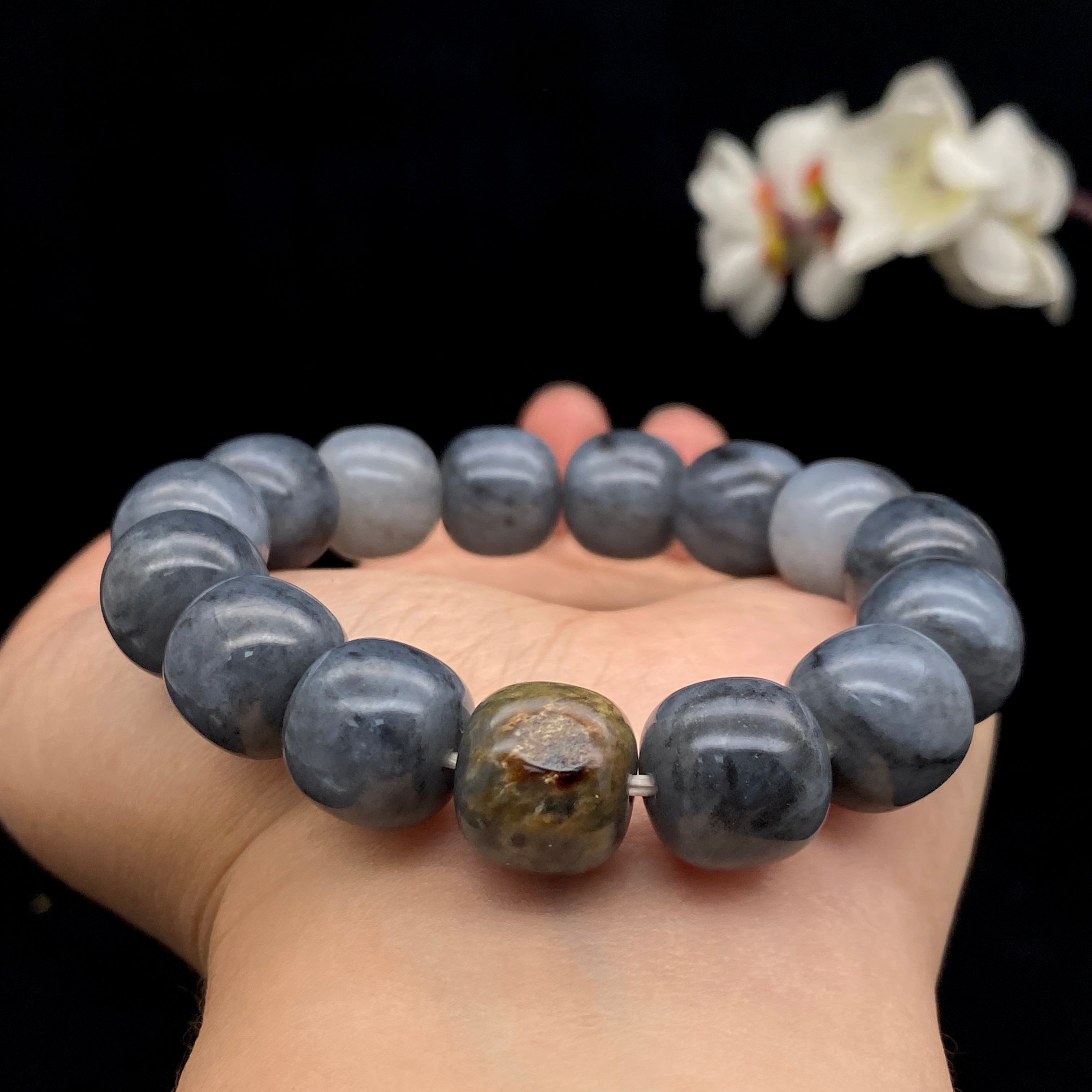 和田玉-青花籽料【老型珠手串】