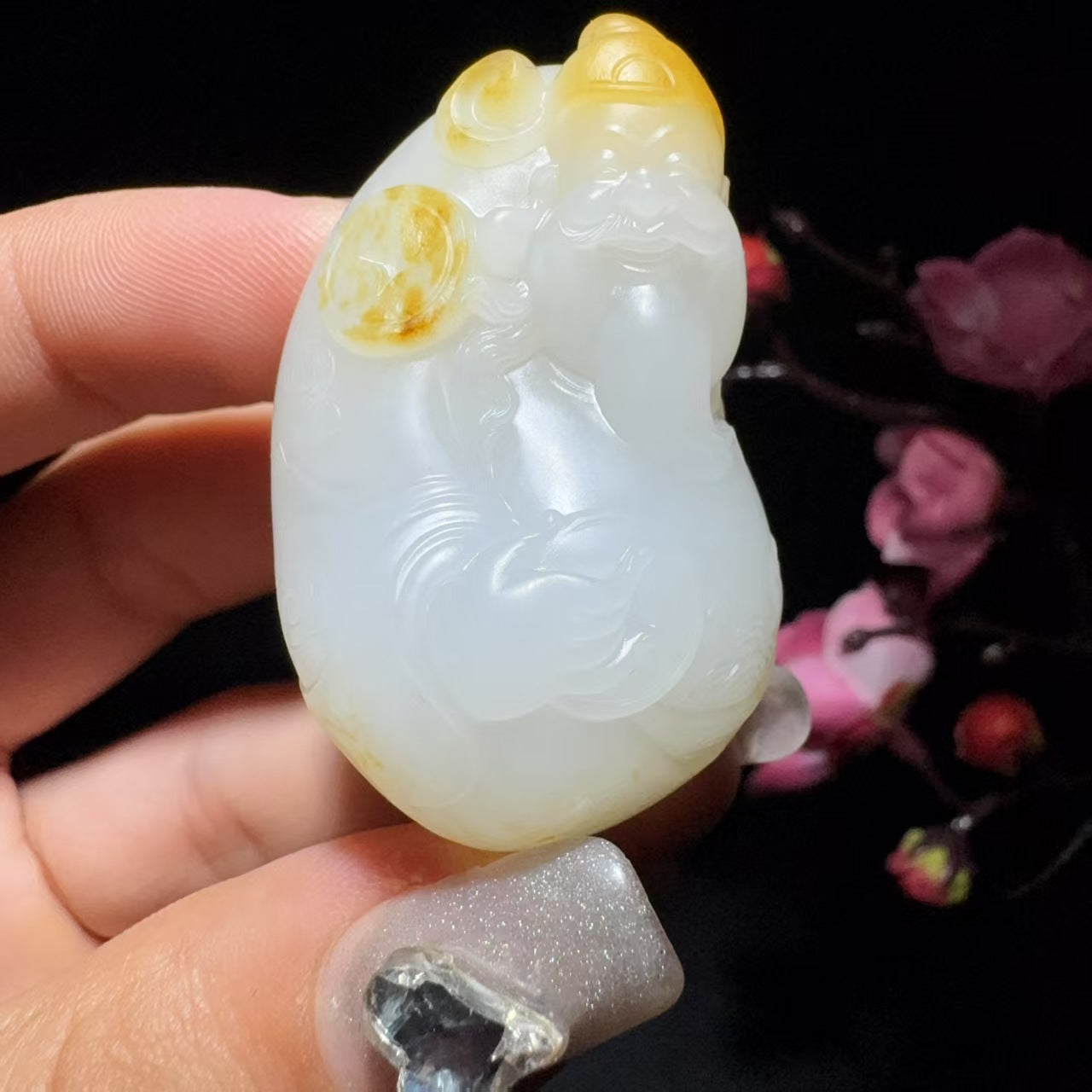 和田玉籽料挂件财神