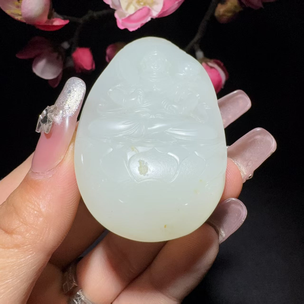 和田玉籽料虚空藏菩萨挂件