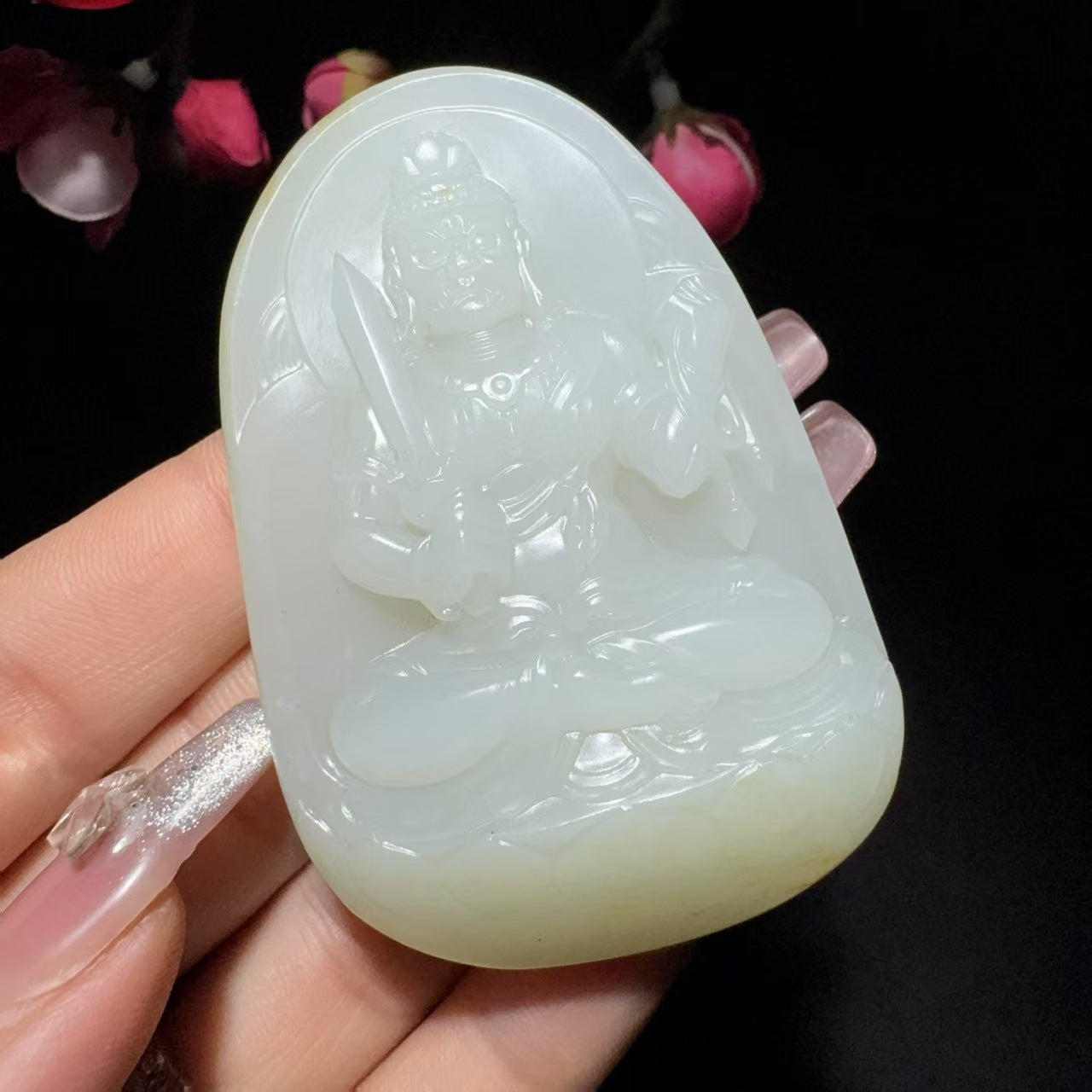 和田玉籽料不动明王挂件