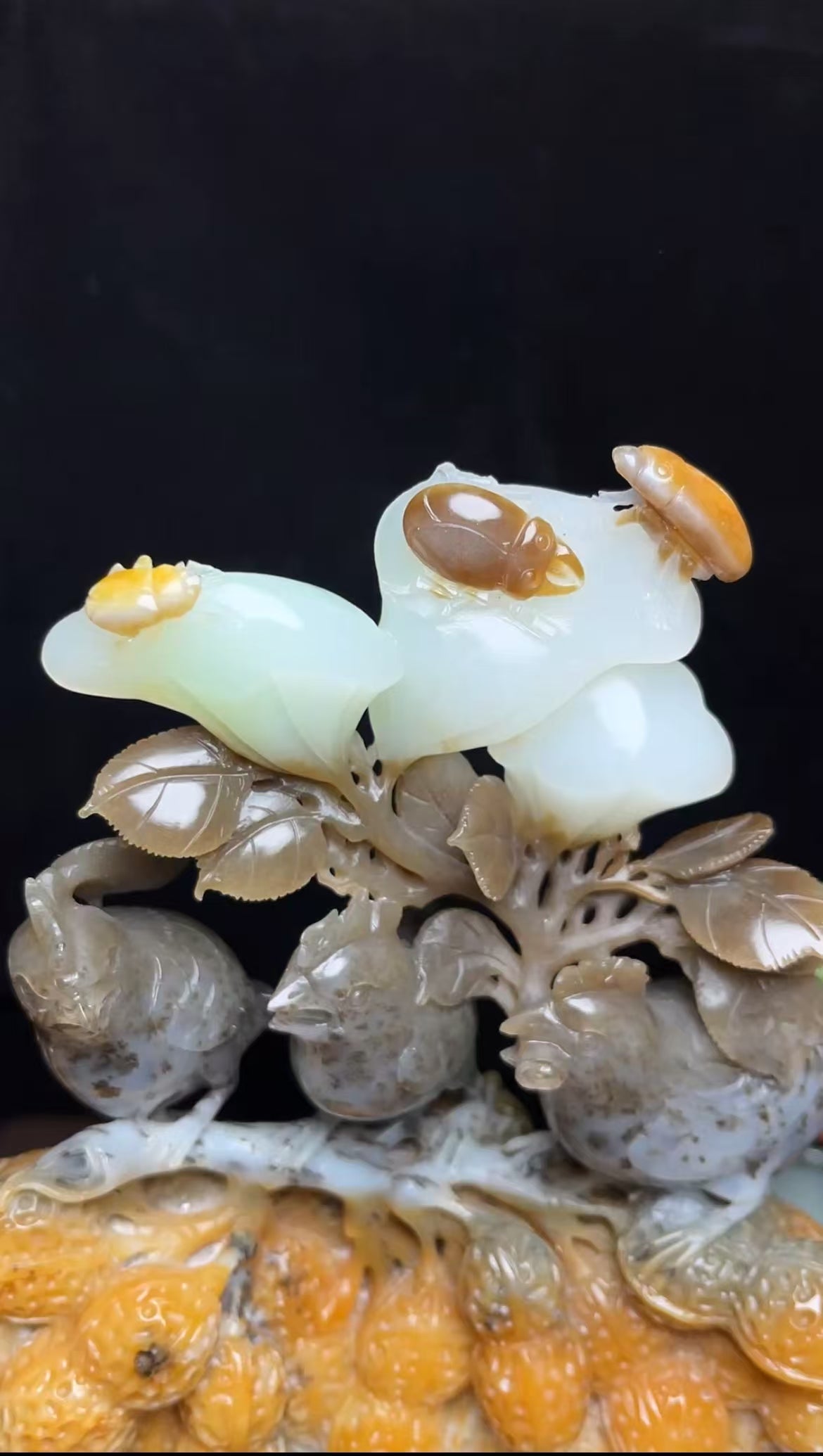 和田玉五色特色料带翠连升三级