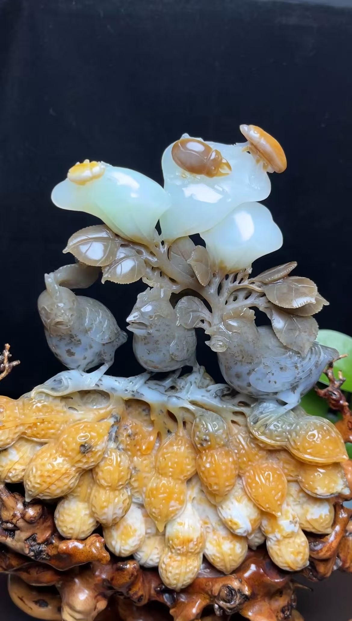 和田玉五色特色料带翠连升三级