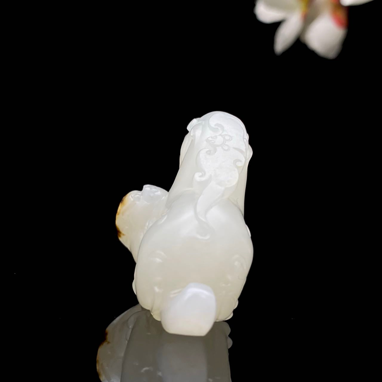 和田玉-白玉籽料子母貔貅【携子上朝】挂件