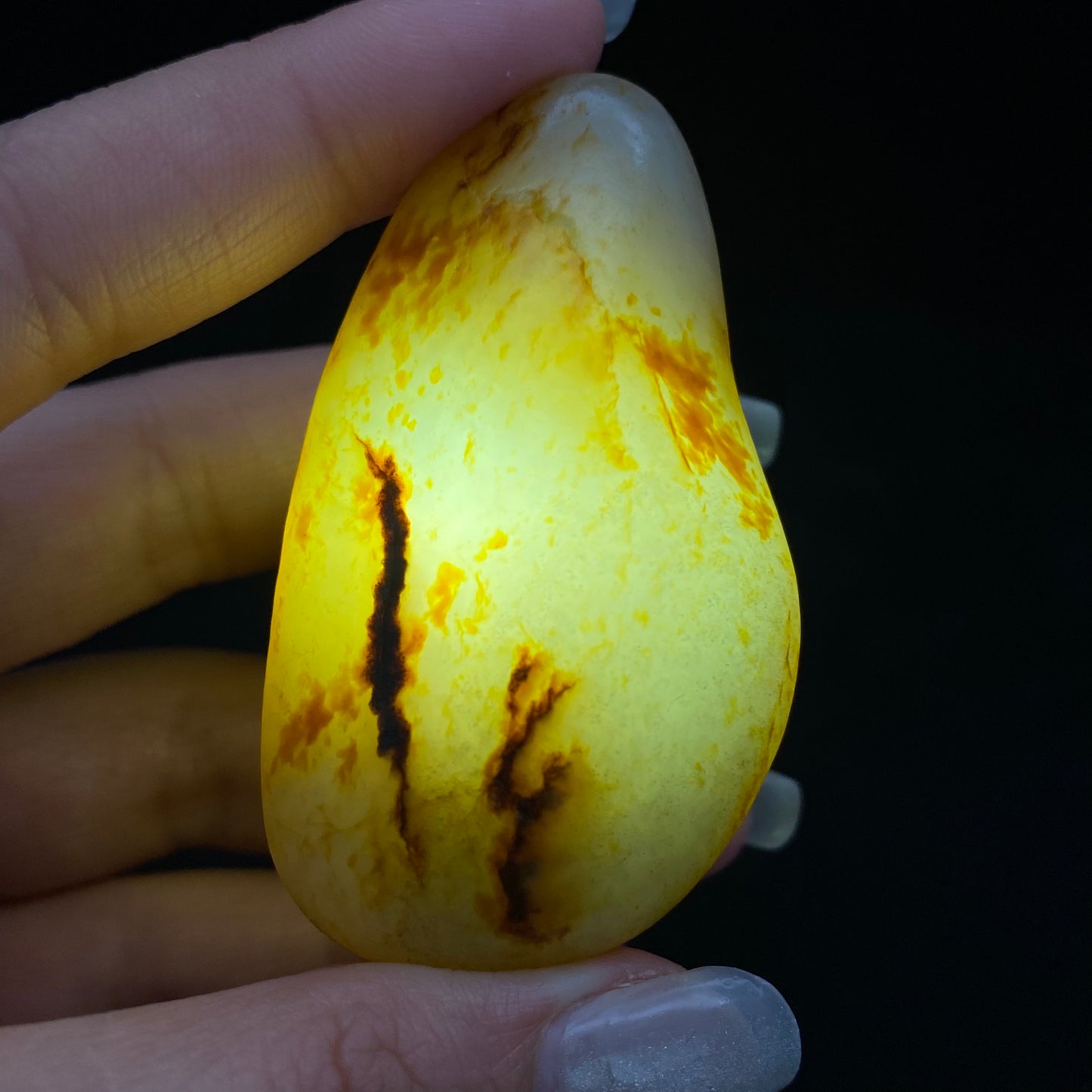和田玉-洒金皮青花底籽料挂件