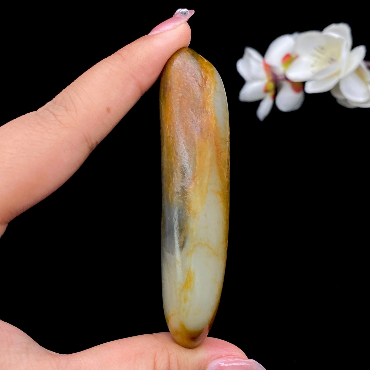 【超值推荐】和田玉-聚黄皮青花籽料手把件