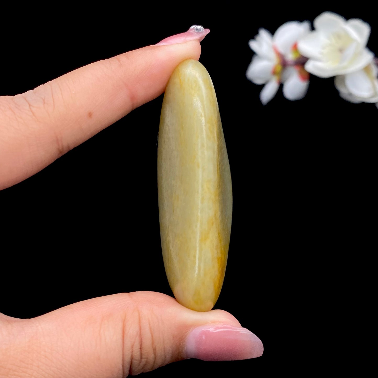 和田玉-洒金皮青花底籽料手把件
