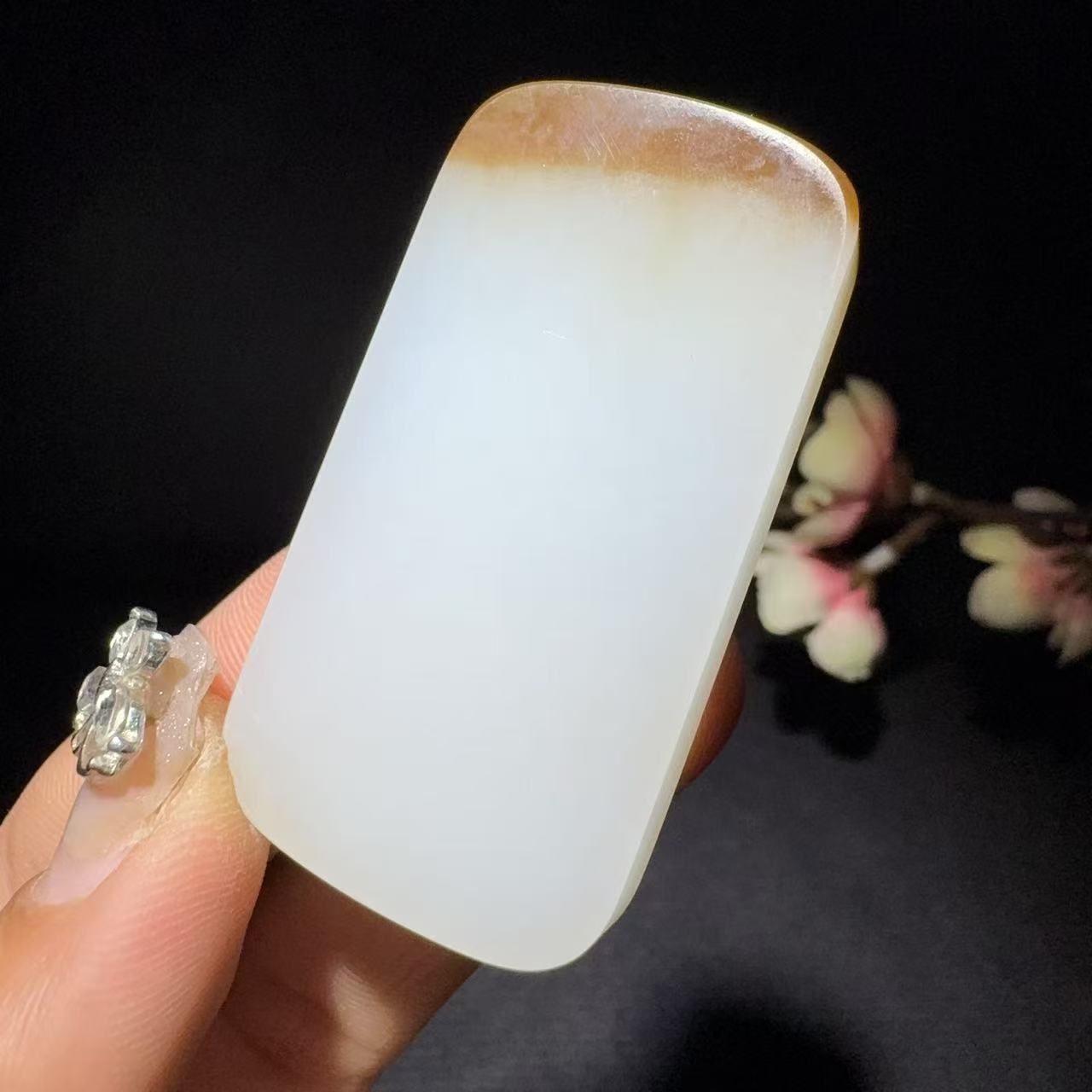 和田玉糖白平安牌挂件