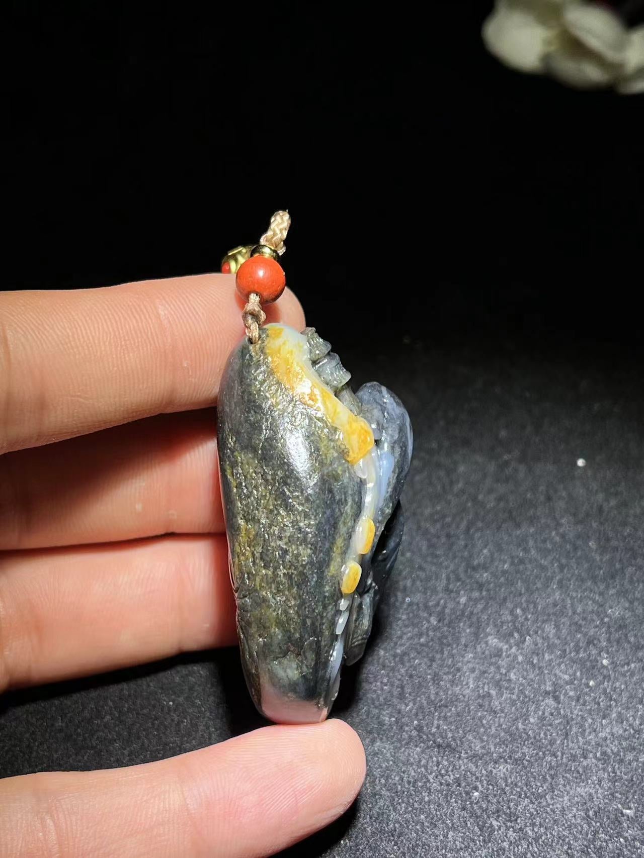 和田籽料青花连年有鱼挂件