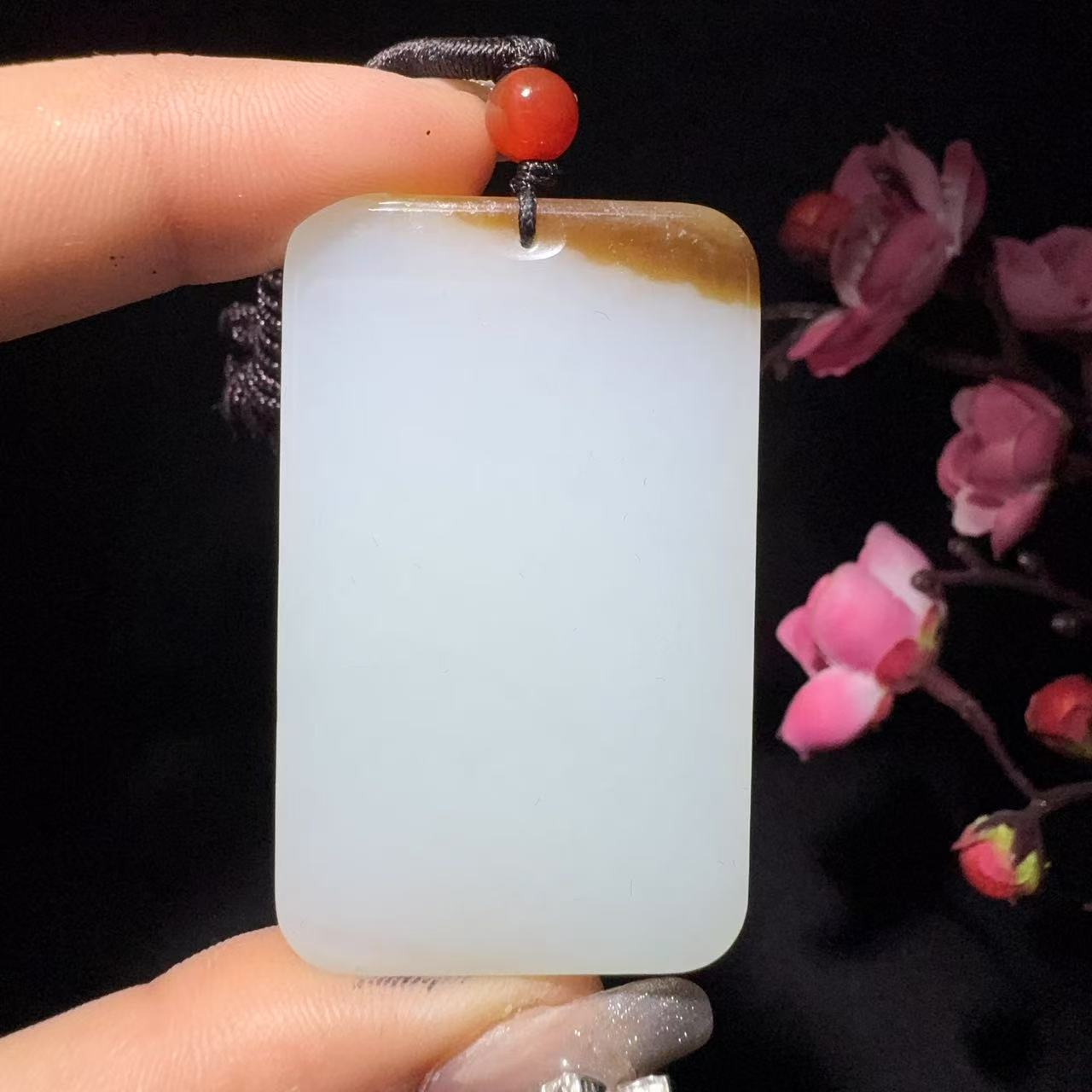和田玉糖白平安牌
