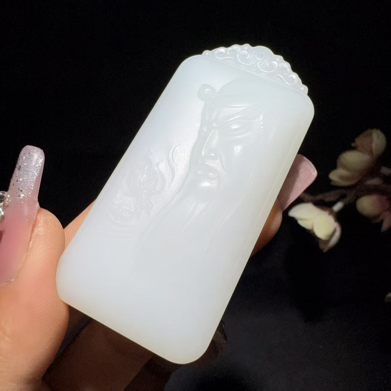 和田玉白玉挂件关公挂件