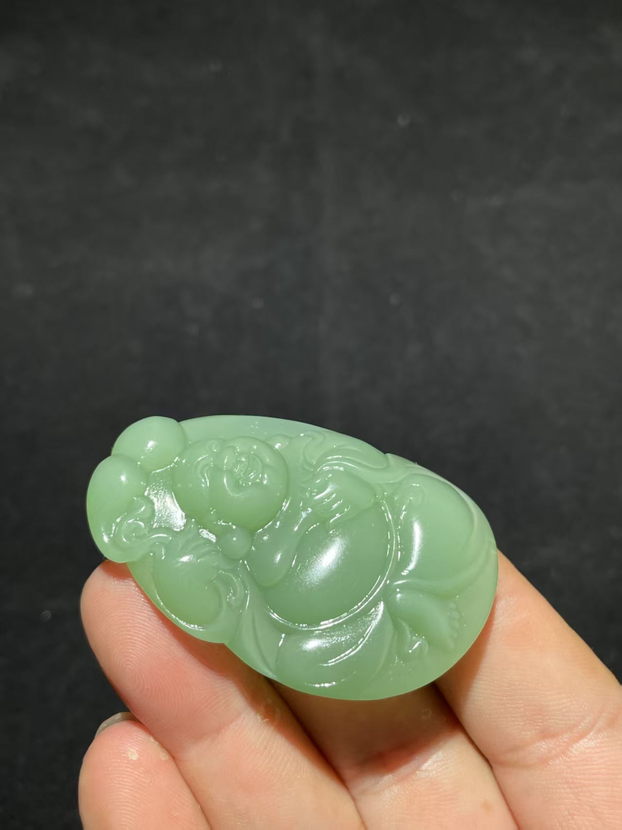和田玉碧玉粉青佛公挂件