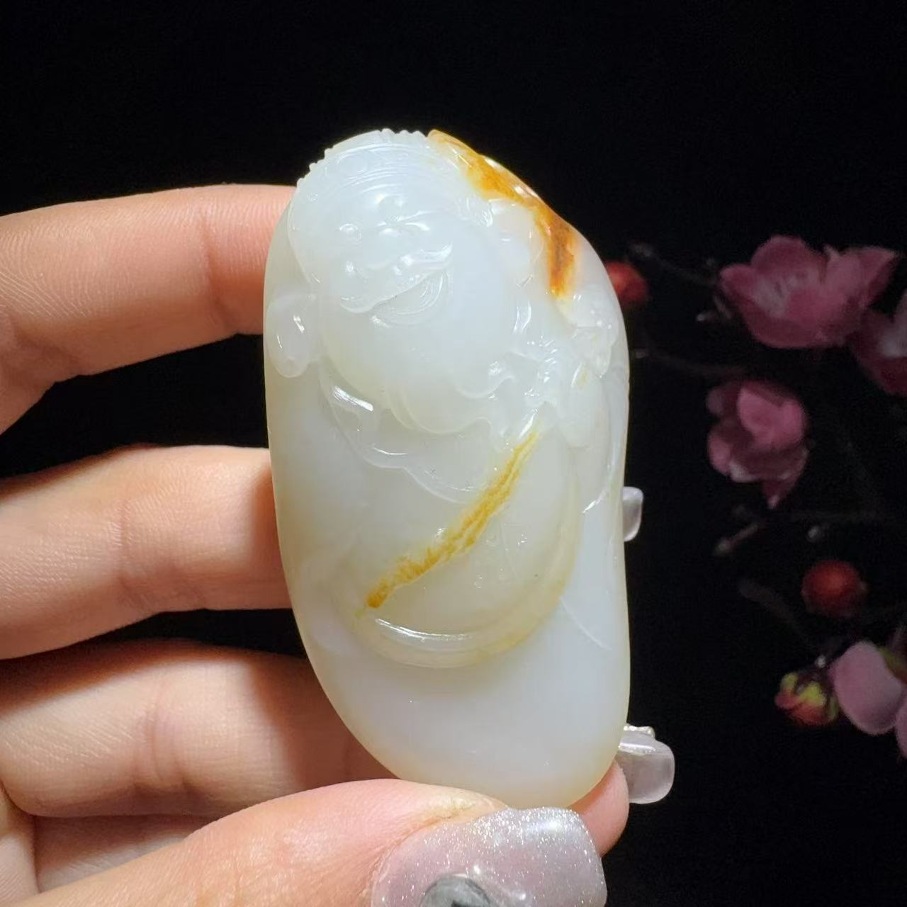 和田玉籽料挂件财神