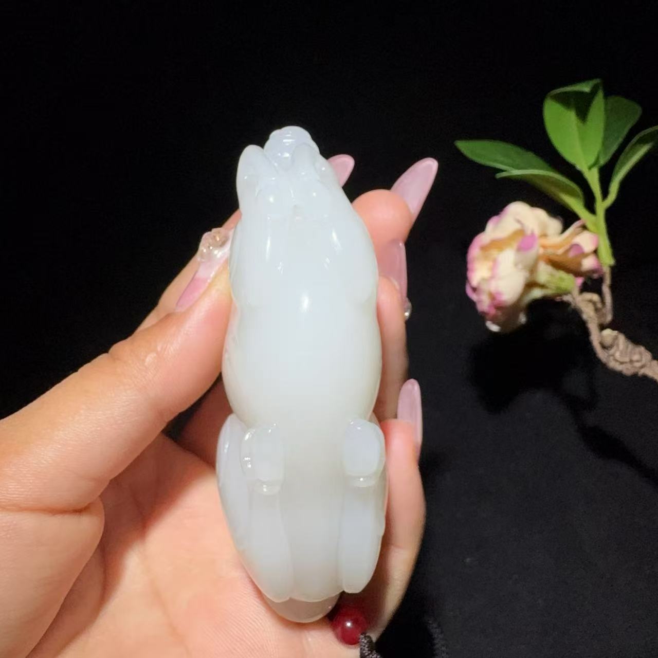 和田玉白玉手把件马到成功