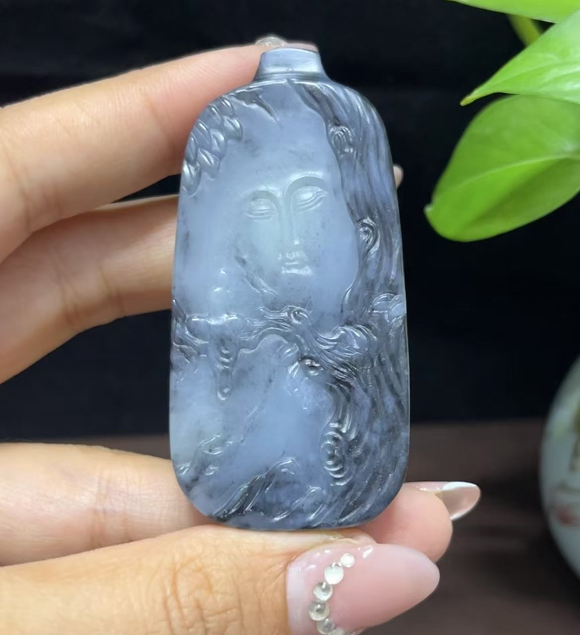 新疆和田玉籽料意境青花悟道拜佛挂件