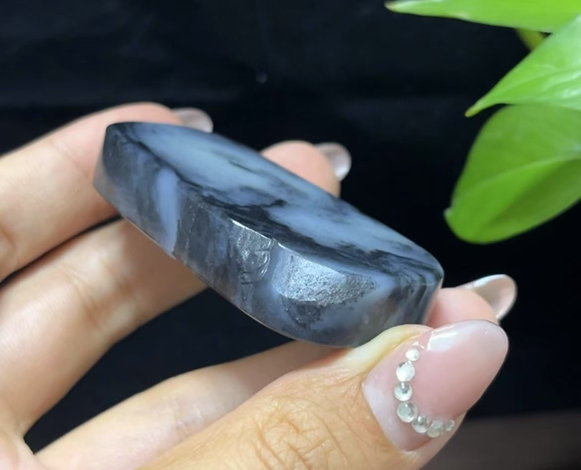 新疆和田玉籽料意境青花悟道拜佛挂件