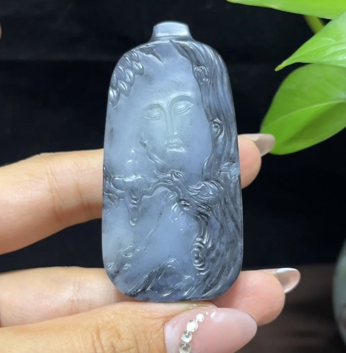 新疆和田玉籽料意境青花悟道拜佛挂件