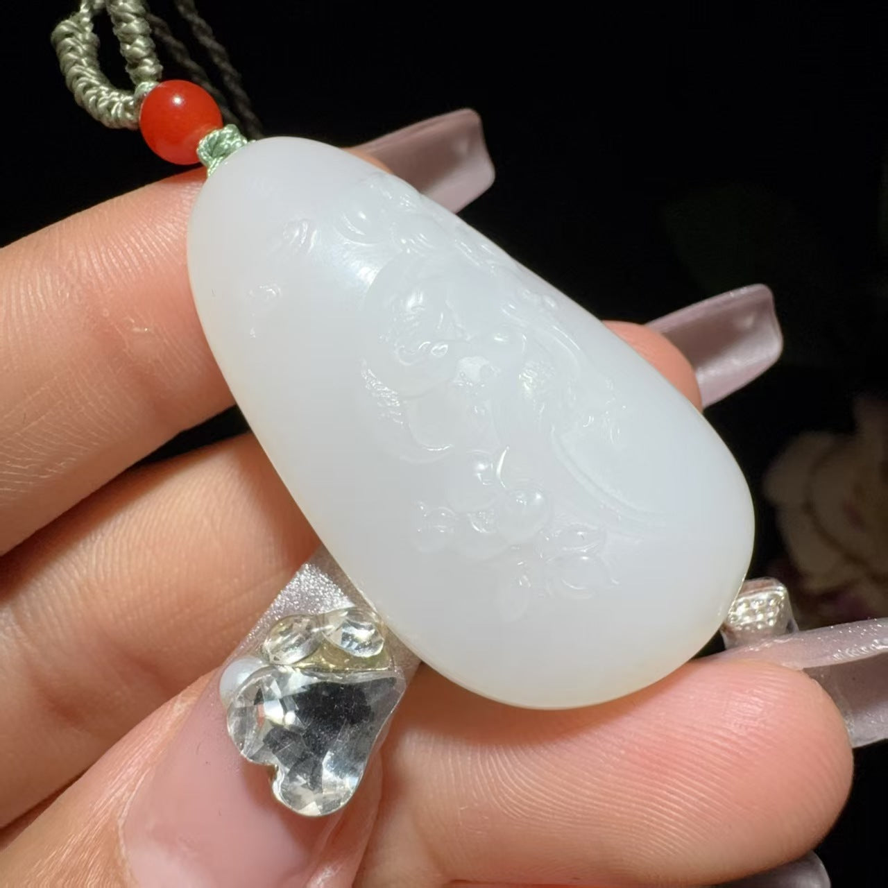 和田玉白玉挂件喜事连连(16.1g)